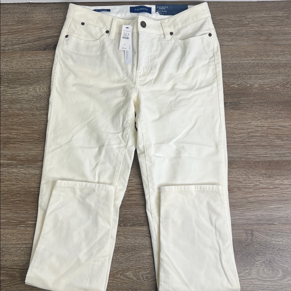 Talbots Flawless Slim Ankle Pants | Size 2 | Ivory Shimmer | NWT